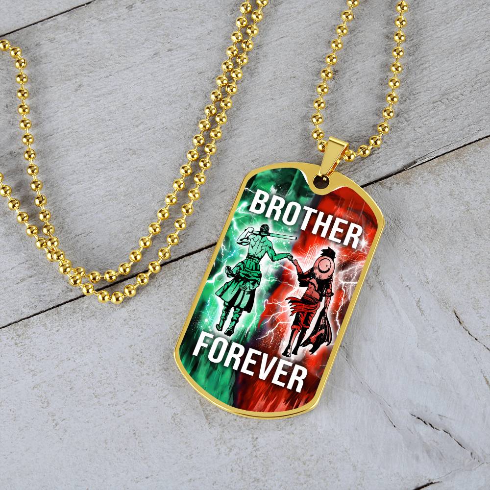 One Piece - Brother Forever - Monkey D. Luffy - Roronoa Zoro - Military Ball Chain - Luxury Dog Tag