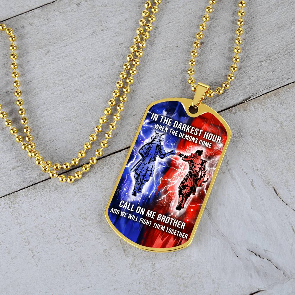 Samurai - Call On me Brother - Bushido - Katana - Ronin - Miyamoto Musashi - Military Ball Chain - Luxury Dog Tag