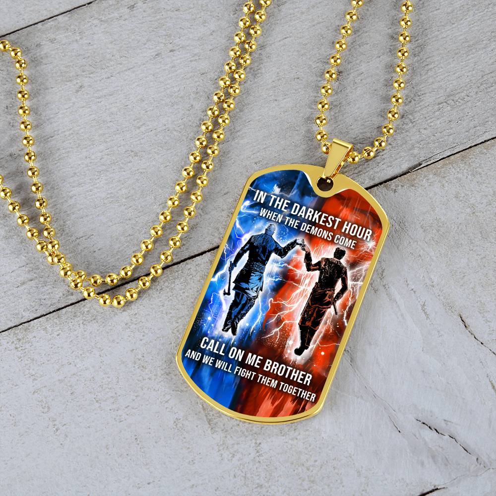 Viking - Call On me Brother - Ragnar Lothbrok - Floki - Military Ball Chain - Luxury Dog Tag