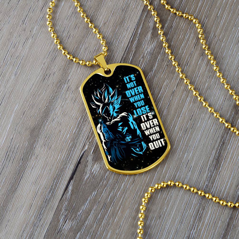 Dragon Ball - It's Not Over When You Lose - Goku - Supper Saiyan Blue - Galaxy - Black Dog Tag - Dragon Ball Dog Tag - Military Ball Chain - Luxury Dog Tag