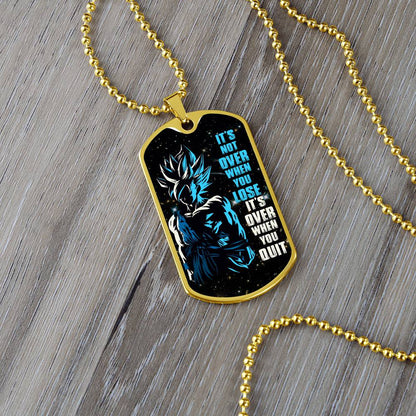 Dragon Ball - It's Not Over When You Lose - Goku - Supper Saiyan Blue - Galaxy - Black Dog Tag - Dragon Ball Dog Tag - Military Ball Chain - Luxury Dog Tag