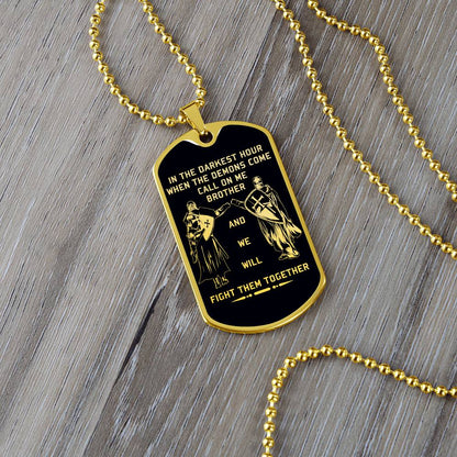 Knight Templar - Call On Me Brother - Black Dog Tag - Knight Templar Dog Tag.png - Military Ball Chain - Luxury Dog Tag