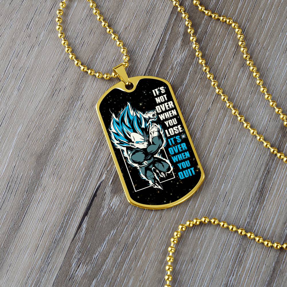 Dragon Ball - It's Not Over When You Lose - Vegeta - Supper Saiyan Blue - Galaxy - Black Dog Tag - Dragon Ball Dog Tag - Military Ball Chain - Luxury Dog Tag