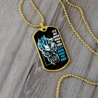 Dragon Ball - It's Not Over When You Lose - Vegeta - Supper Saiyan Blue - Galaxy - Black Dog Tag - Dragon Ball Dog Tag - Military Ball Chain - Luxury Dog Tag