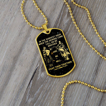 Knight Templar - Call On Me Brother - Galaxy - Black Dog Tag - Knight Templar Dog Tag - Military Ball Chain - Luxury Dog Tag