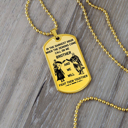 Knight Templar - Call On Me Brother - Knight Templar Dog Tag - Military Ball Chain - Luxury Dog Tag