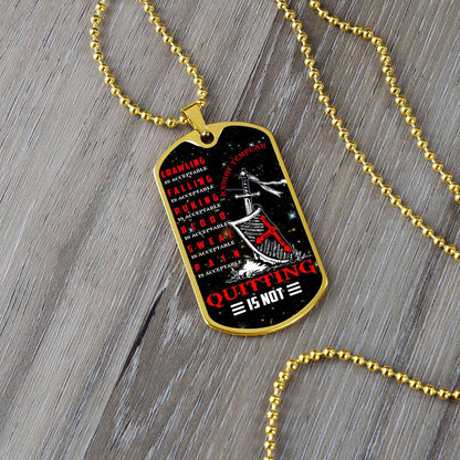 Knight Templar - Quitting Is Not - Black Dog Tag - Knight Templar Dog Tag - Military Ball Chain - Luxury Dog Tag