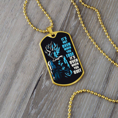 Dragon Ball - It's Not Over When You Lose - Goku - Supper Saiyan Blue - Black Dog Tag - Dragon Ball Dog Tag - Military Ball Chain - Luxury Dog Tag