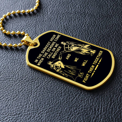 Knight Templar - Call On Me Brother - Black Dog Tag - Knight Templar Dog Tag.png - Military Ball Chain - Luxury Dog Tag