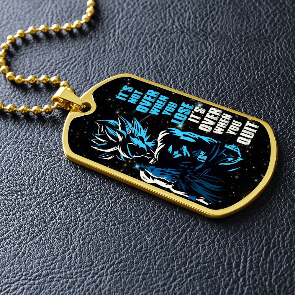 Dragon Ball - It's Not Over When You Lose - Goku - Supper Saiyan Blue - Galaxy - Black Dog Tag - Dragon Ball Dog Tag - Military Ball Chain - Luxury Dog Tag
