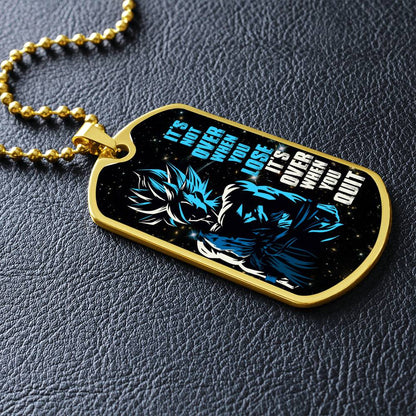 Dragon Ball - It's Not Over When You Lose - Goku - Supper Saiyan Blue - Galaxy - Black Dog Tag - Dragon Ball Dog Tag - Military Ball Chain - Luxury Dog Tag