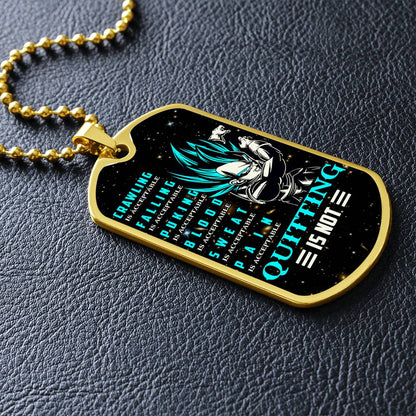 Dragon Ball - Quitting Is Not - Vegeta - Supper Saiyan Blue - Galaxy - Black Dog Tag - Dragon Ball Dog Tag - Military Ball Chain - Luxury Dog Tag