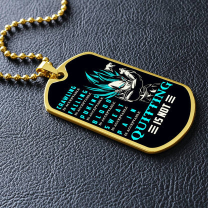 Dragon Ball - Quitting Is Not - Vegeta - Supper Saiyan Blue - Black Dog Tag - Dragon Ball Dog Tag - Military Ball Chain - Luxury Dog Tag