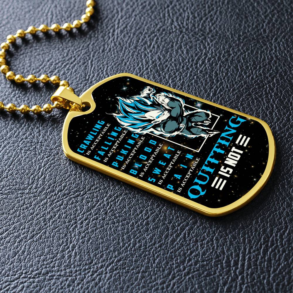Dragon Ball - Quitting Is Not 2 - Vegeta - Supper Saiyan Blue - Galaxy - Black Dog Tag - Dragon Ball Dog Tag - Military Ball Chain - Luxury Dog Tag