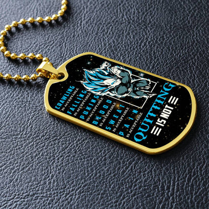 Dragon Ball - Quitting Is Not 2 - Vegeta - Supper Saiyan Blue - Galaxy - Black Dog Tag - Dragon Ball Dog Tag - Military Ball Chain - Luxury Dog Tag