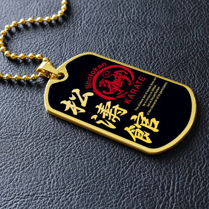Karate - The Ultimate Aim Of Karate Does Not Lie In Victory Or Defeat - Shotokan Karate - Black Dog Tag - Karate Dog Tag - Military Ball Chain - Luxury Dog Tag
