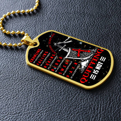 Knight Templar - Quitting Is Not - Black Dog Tag - Knight Templar Dog Tag - Military Ball Chain - Luxury Dog Tag