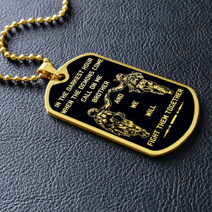 Soldier - Call On Me Brother - Army - Marine - Black Dog Tag - Soldier Dog Tag - Military Ball Chain - Luxury Dog Tag