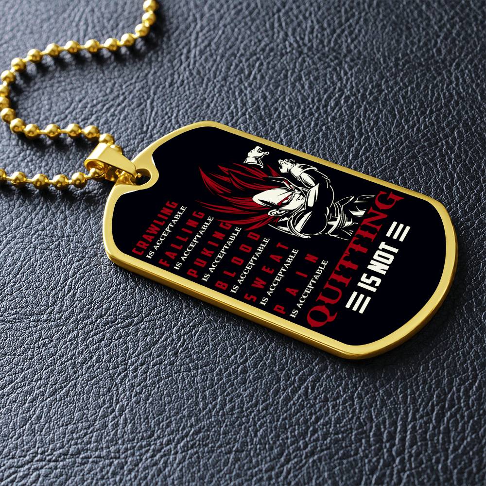 Dragon Ball - Quitting Is Not - Vegeta - Supper Saiyan God - Black Dog Tag - Dragon Ball Dog Tag - Military Ball Chain - Luxury Dog Tag