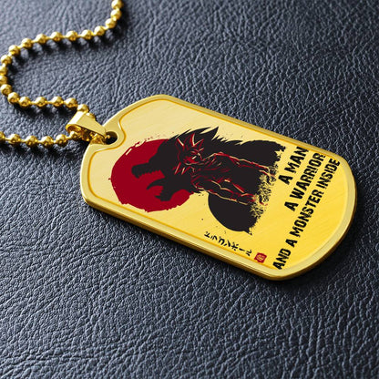 Dragon Ball - A Man - A Warrior - A Monster Inside - Goku - Dragon Ball Dog Tag - Military Ball Chain - Luxury Dog Tag