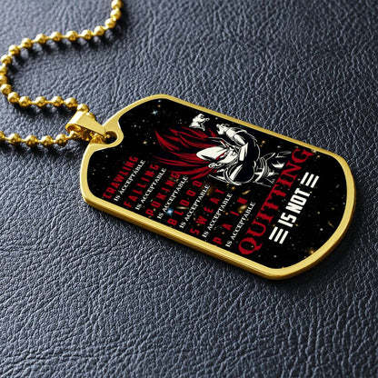 Dragon Ball - Quitting Is Not - Vegeta - Supper Saiyan God - Galaxy - Black Dog Tag - Dragon Ball Dog Tag - Military Ball Chain - Luxury Dog Tag