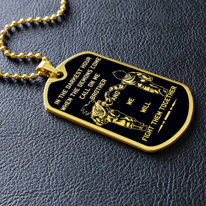 Dragon Ball - Call On Me Brother - Goku - Vegeta - Black Dog Tag - Dragon Ball Dog Tag - Military Ball Chain - Luxury Dog Tag