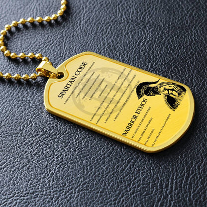 Warrior - Spartan Code - Warrior Ethos - Sparta - Spartan - Warrior Dog Tag - Military Ball Chain - Luxury Dog Tag
