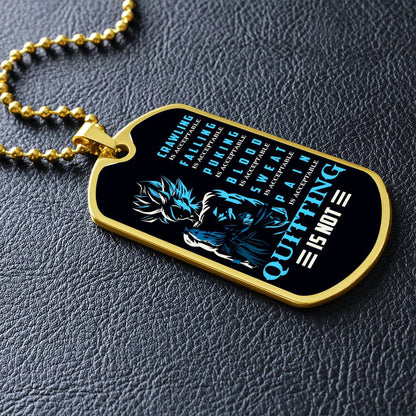 Dragon Ball - Quitting Is Not - Goku - Supper Saiyan Blue - Black Dog Tag - Dragon Ball Dog Tag.png - Military Ball Chain - Luxury Dog Tag