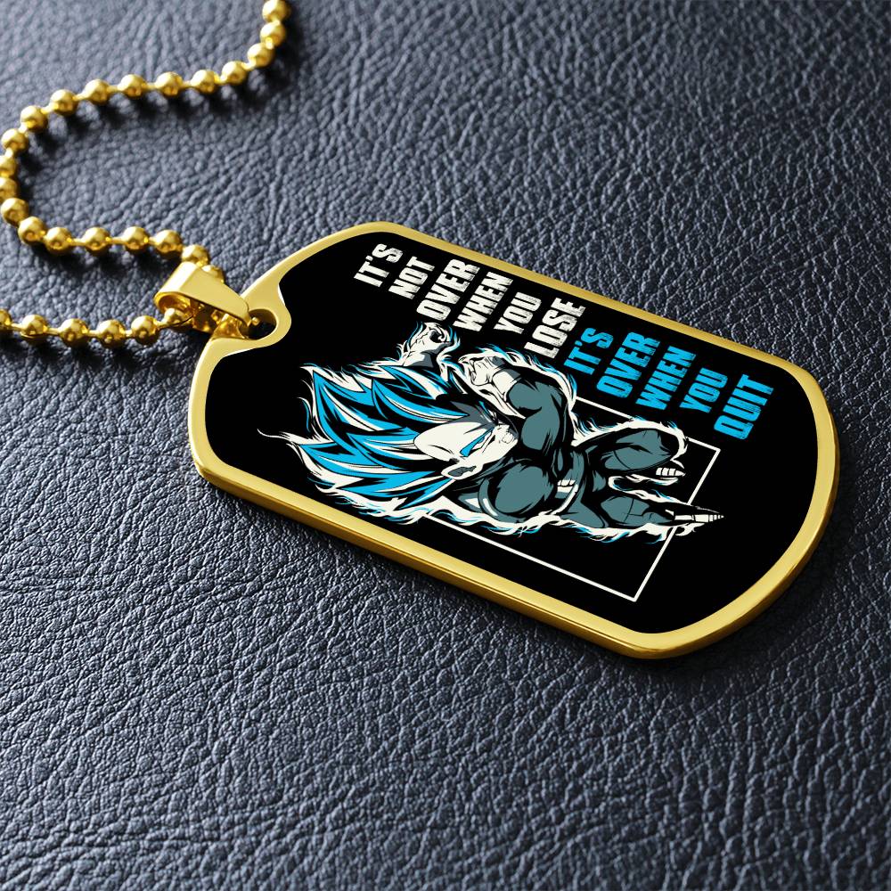 Dragon Ball - It's Not Over When You Lose - Vegeta - Supper Saiyan Blue - Black Dog Tag - Dragon Ball Dog Tag.png - Military Ball Chain - Luxury Dog Tag