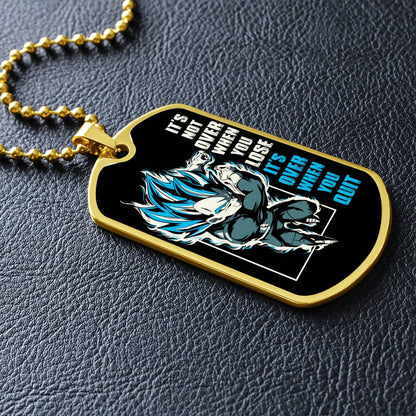 Dragon Ball - It's Not Over When You Lose - Vegeta - Supper Saiyan Blue - Black Dog Tag - Dragon Ball Dog Tag.png - Military Ball Chain - Luxury Dog Tag