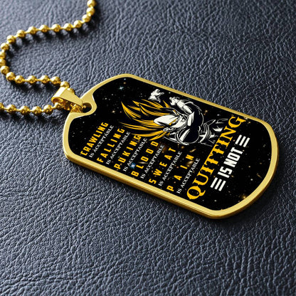 Dragon Ball - Quitting Is Not - Vegeta - Supper Saiyan - Galaxy - Black Dog Tag - Dragon Ball Dog Tag - Military Ball Chain - Luxury Dog Tag
