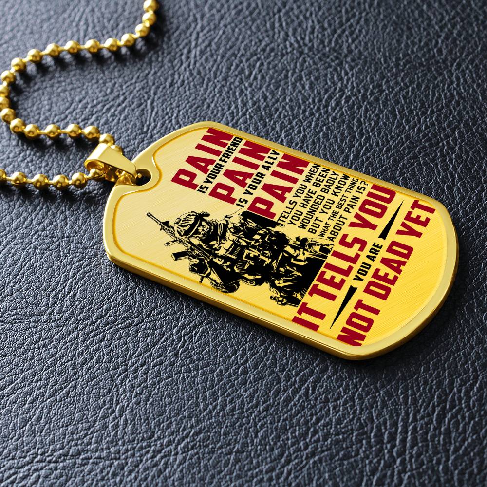 Soldier - PAIN - You Are Not Dead Yet 2 - Army - Marine - Soldier Dog Tag - Military Ball Chain - Luxury Dog Tag