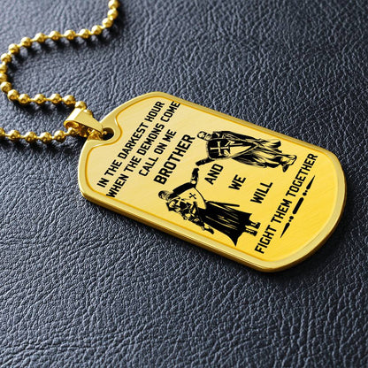 Knight Templar - Call On Me Brother - Knight Templar Dog Tag - Military Ball Chain - Luxury Dog Tag