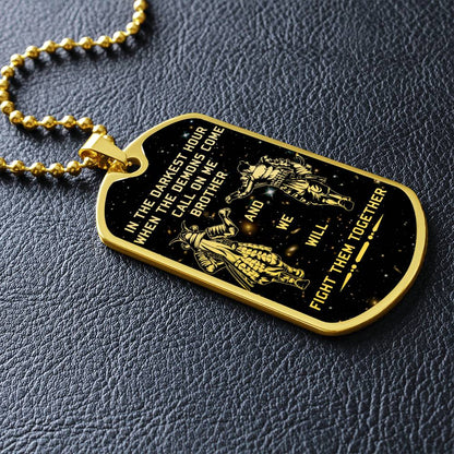 Samurai - Call On me Brother - Bushido - Katana - Ronin - Miyamoto Musashi - Galaxy - Black Dog Tag - Samurai Dog Tag - Military Ball Chain - Luxury Dog Tag