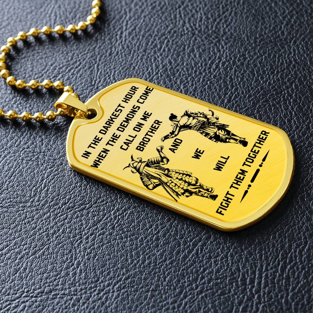 Samurai - Call On me Brother - Bushido - Katana - Ronin - Miyamoto Musashi - Samurai Dog Tag - Military Ball Chain - Luxury Dog Tag