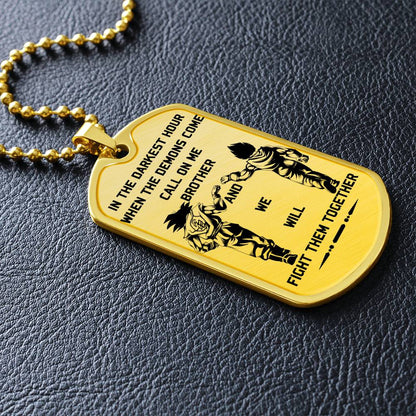 Dragon Ball - Call On Me Brother - Goku - Vegeta - Dragon Ball Dog Tag - Military Ball Chain - Luxury Dog Tag