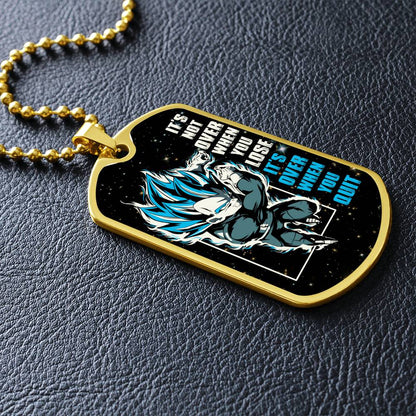 Dragon Ball - It's Not Over When You Lose - Vegeta - Supper Saiyan Blue - Galaxy - Black Dog Tag - Dragon Ball Dog Tag - Military Ball Chain - Luxury Dog Tag