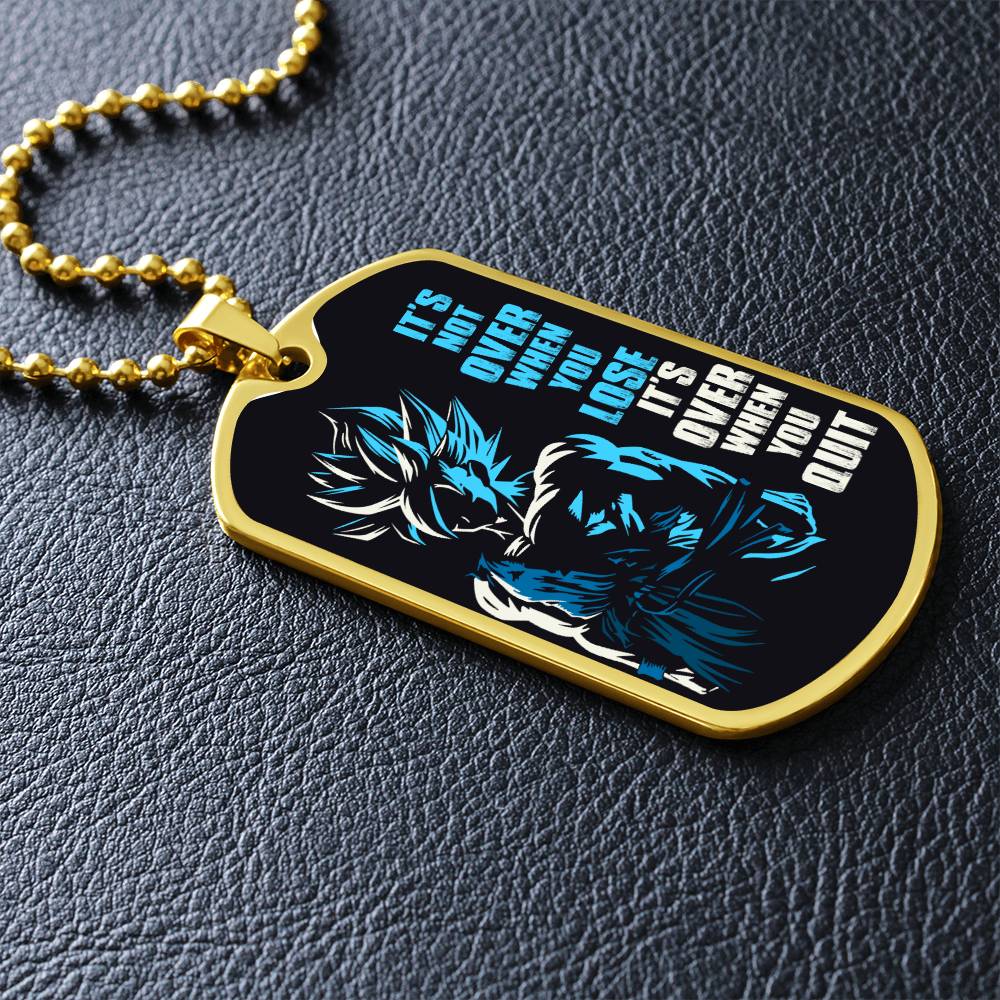 Dragon Ball - It's Not Over When You Lose - Goku - Supper Saiyan Blue - Black Dog Tag - Dragon Ball Dog Tag - Military Ball Chain - Luxury Dog Tag