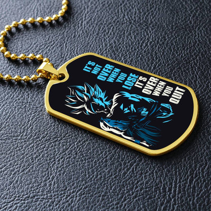 Dragon Ball - It's Not Over When You Lose - Goku - Supper Saiyan Blue - Black Dog Tag - Dragon Ball Dog Tag - Military Ball Chain - Luxury Dog Tag