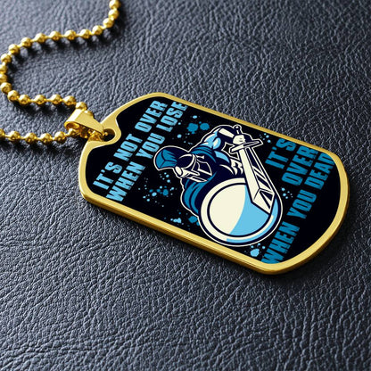 Warrior - It's not Over When You Lose - It's Over When You Dead - Sparta - Spartan - Black Dog Tag - Warrior Dog Tag - Military Ball Chain - Luxury Dog Tag