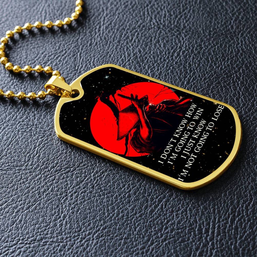 samurai - i just know i'm not going to lose - bushido - katana - ronin - galaxy - black dog tag - samurai dog tag - military ball chain - luxury dog tag