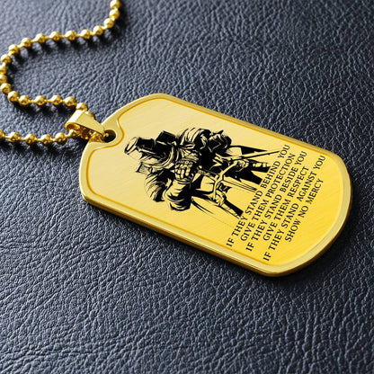 Knight Templar - IF - Show No Mercy - Knight Templar Dog Tag - Military Ball Chain - Luxury Dog Tag