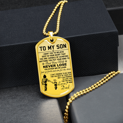 Dragon Ball - Dad To Son - Never Lose - Vegeta - Trunks - Dragon Ball Dog Tag - Military Ball Chain - Luxury Dog Tag