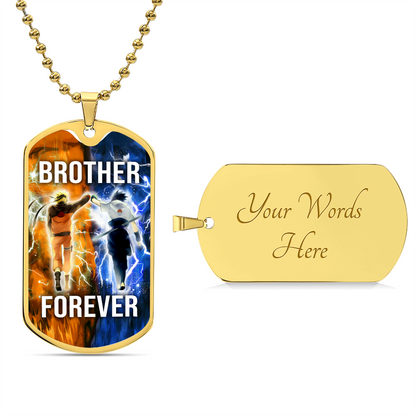 Naruto - Brother Forever - Uzumaki Naruto  - Uchiha Sasuke  - Military Ball Chain - Luxury Dog Tag