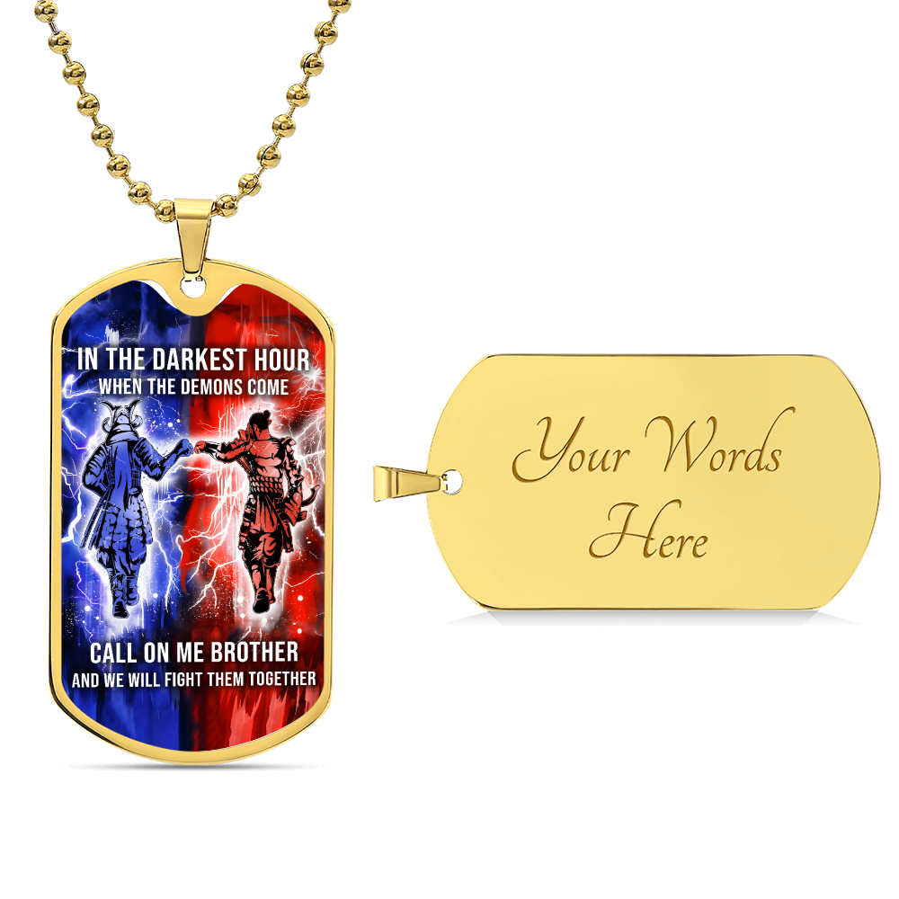 Samurai - Call On me Brother - Bushido - Katana - Ronin - Miyamoto Musashi - Military Ball Chain - Luxury Dog Tag