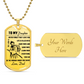 Samurai - Dad To Daughter - Never Forget That I Love You - Bushido - Katana - Ronin - Miyamoto Musashi - Samurai Dog Tag - Military Ball Chain - Luxury Dog Tag