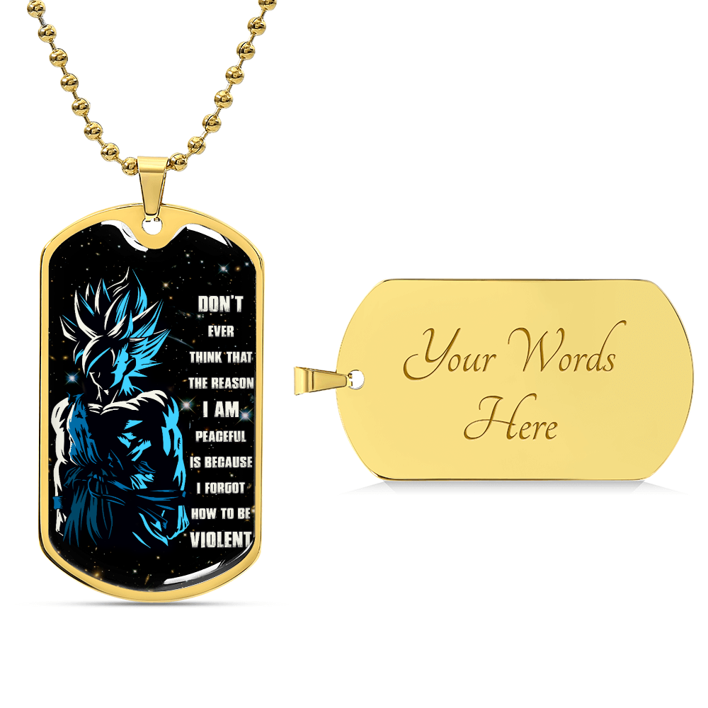 Dragon Ball - Don't Ever Think That The Reason - Goku - Galaxy - Black Dog Tag - Dragon Ball Dog Tag - Military Ball Chain - Luxury Dog Tag