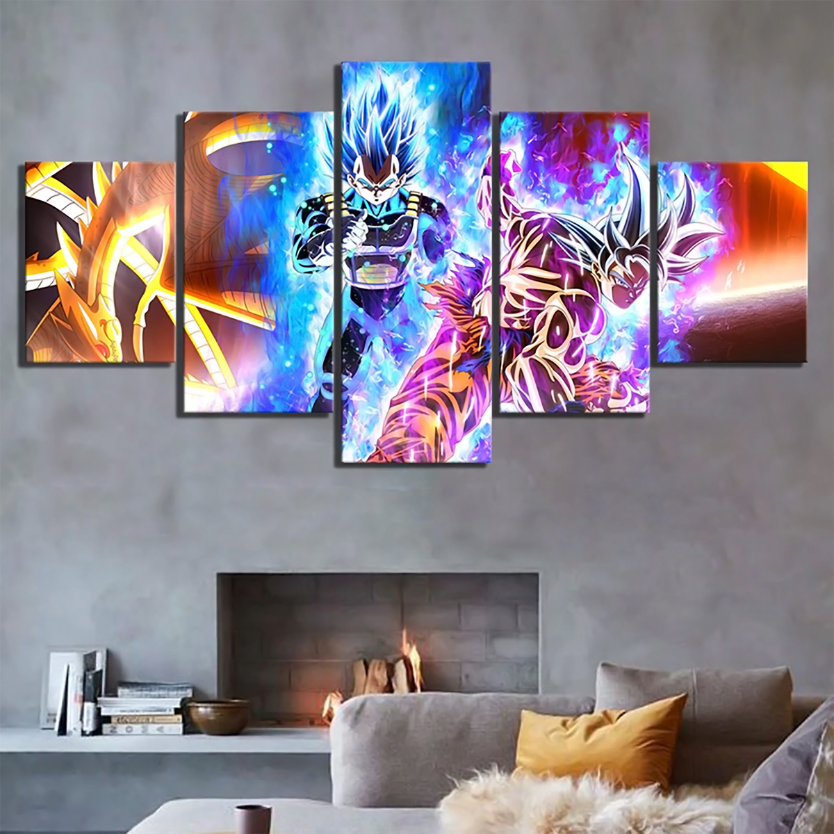 Dragon Ball - 5 Pieces Wall Art - Goku - Vegeta - Super Saiyan Blue - Printed Wall Pictures Home Decor - Dragon Ball Poster - Dragon Ball Canvas