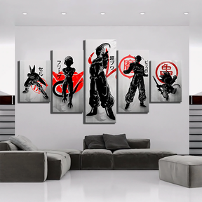 Dragon Ball - 5 Pieces Wall Art - Cell - Frieza - Majim Buu - Piccolo - Kid Goku - Printed Wall Pictures Home Decor - Dragon Ball Poster - Dragon Ball Canvas