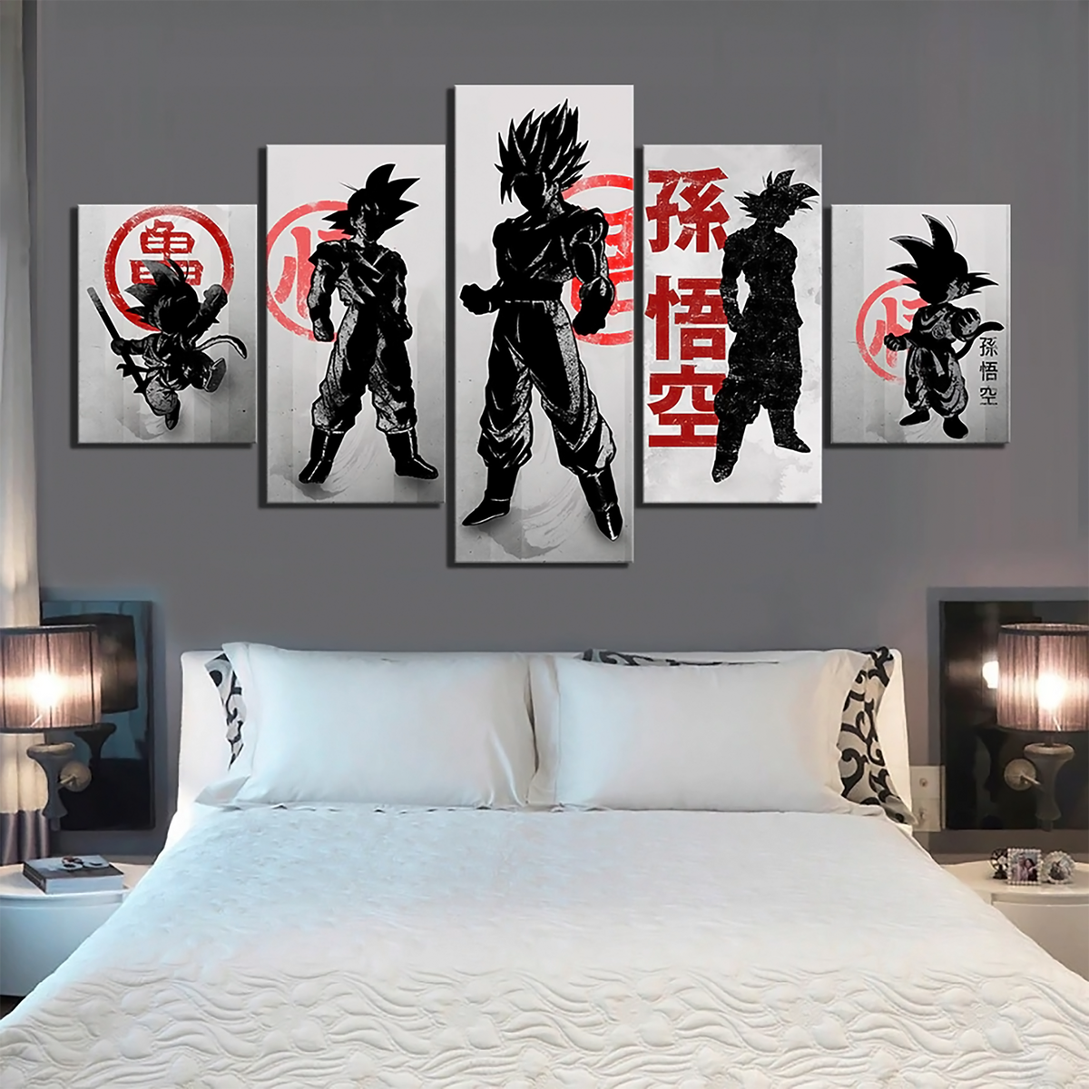 Dragon Ball - 5 Pieces Wall Art - Goku - Kid Goku - Printed Wall Pictures Home Decor - Dragon Ball Poster - Dragon Ball Canvas